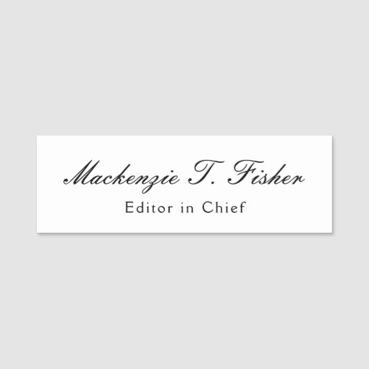 Porte-nom Calligraphie classique Élégante Plaque blanche sim (Devant)