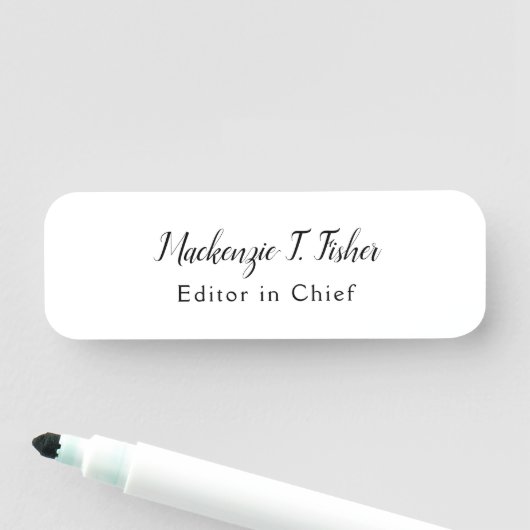 Porte-nom Calligraphie classique Élégante Plaque blanche sim (En situation)