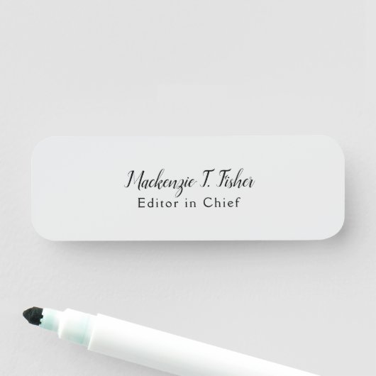 Porte-nom Calligraphie classique Élégante Plaque Gris simple (En situation)