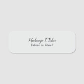 Porte-nom Calligraphie classique Élégante Plaque Gris simple (Devant)