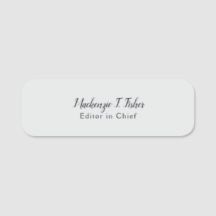 Porte-nom Calligraphie classique Élégante Plaque Gris simple