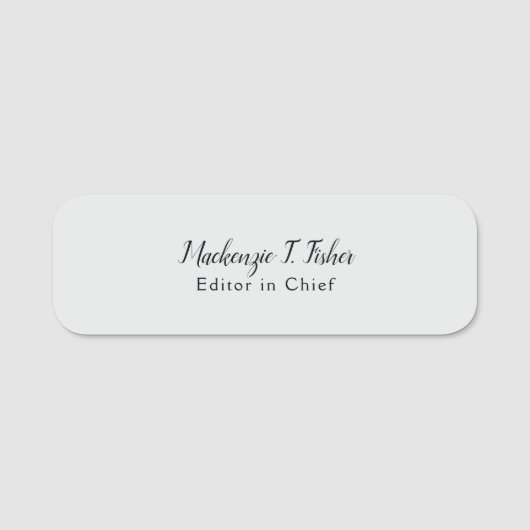 Porte-nom Calligraphie classique Élégante Plaque Gris simple (Devant)