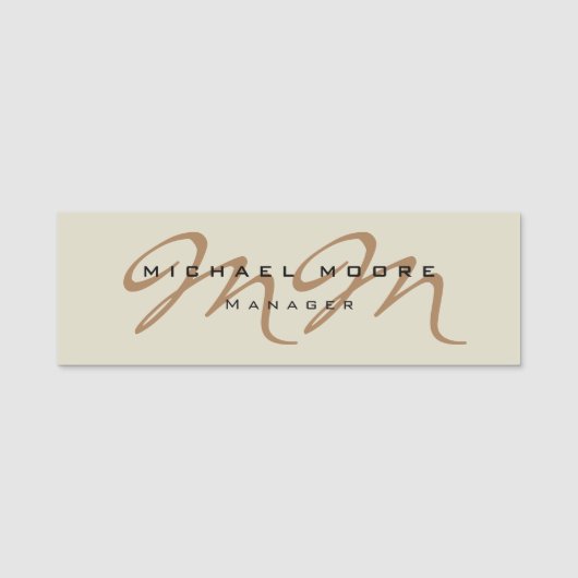 Porte-nom Calligraphie classique Monogramme Pastel Couleur (Devant)