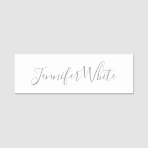Porte-nom Calligraphie Élégant Gris rétro Gris Blanc Nom