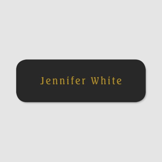 Porte-nom Calligraphie Elegant Retro Gold & Black Nom (Devant)