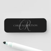 Porte-nom Calligraphie Monogramme Nom Black Grey Cadeau pers (En situation)