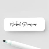 Porte-nom Calligraphie Noir Blanc Personnalisé Plaque Modern (En situation)