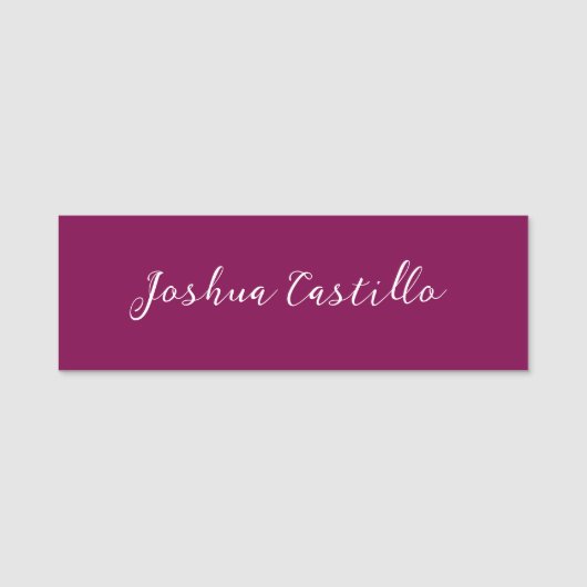 Porte-nom Calligraphie Simple Couleur Vin Professionnel (Devant)