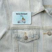 Porte-nom Camion de Noël avec pins et animaux de forêt (En situation)