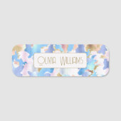 Porte-nom Camouflage Métallique Rose Bleu Or Abstrait (Devant)