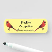 Porte-nom Cardinal du Nord dessin animé d'oiseau (En situation)