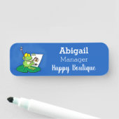 Porte-nom Caricature amusante de grenouille verte (En situation)