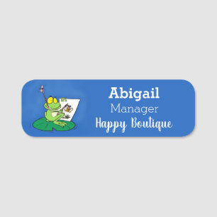 Porte-nom Caricature amusante de grenouille verte