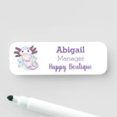 Porte-nom Caricature axolotl rose adorable (En situation)