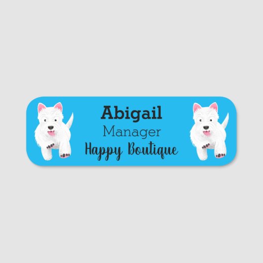 Porte-nom Caricature blanche de terrier de l'ouest (Devant)