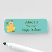 Porte-nom Caricature citrouille gourde en beuret joyeux (En situation)