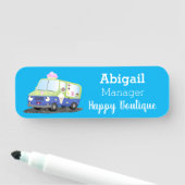 Porte-nom Caricature de camion de glace joli (En situation)