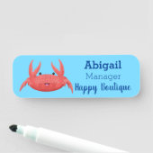 Porte-nom Caricature de crabe rouge cuite (En situation)