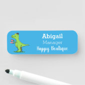 Porte-nom Caricature de dinosaure vert t rex (En situation)