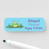 Porte-nom Caricature de grenouille vert mignon (En situation)