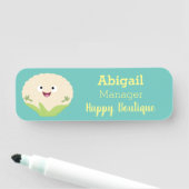 Porte-nom Caricature de légume de chou-fleur joyeux (En situation)