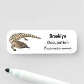 Porte-nom Caricature de lézard rouge (En situation)