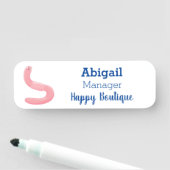 Porte-nom Caricature de vers de terre rose joli (En situation)