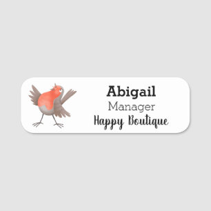 Porte-nom Caricature d'oiseau rouge chantant mignon