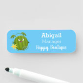 Porte-nom Caricature joli et souriant de pastèque (En situation)