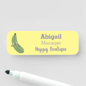 Porte-nom Caricature joyeux de courgettes mignonnes (En situation)