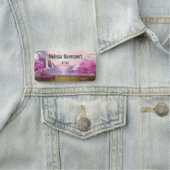 Porte-nom Cascades et cerisiers autour d'un lac (En situation)