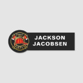 Porte-nom Casque du service d'incendie et Axes Noir (Devant)