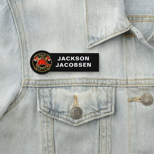 Porte-nom Casque du service d'incendie et Axes Noir (En situation)