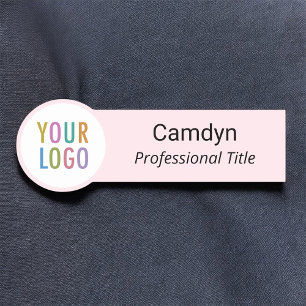 Porte-nom Cercle rose Nametag avec logo de l'entreprise en f
