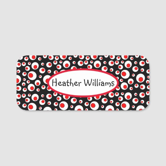 Porte-nom Cercles Abstraits géométriques Rouge Blanc Noir (Devant)