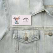 Porte-nom Cerf de Bébé mignon avec Antlers et Fleurs (En situation)