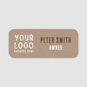 Porte-nom Charme rustique Kraft Papier Business Logo Nom Tit