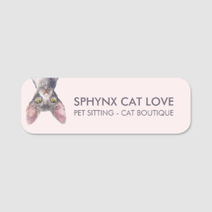 Porte-nom Chat Sphynx Canadien Rose Élégant