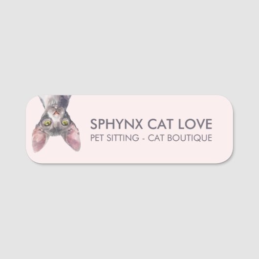 Porte-nom Chat Sphynx Canadien Rose Élégant (Devant)
