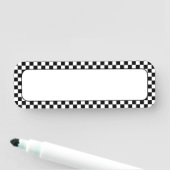 Porte-nom Chèque noir et blanc (En situation)