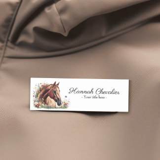Porte-nom cheval élégant avec équitation fleur sauvage