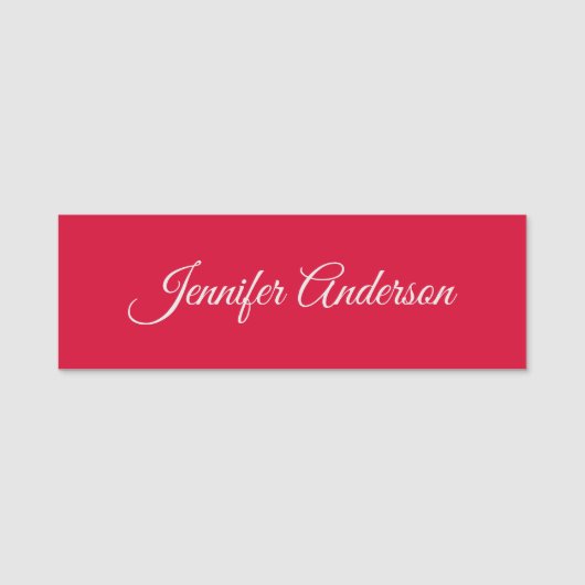 Porte-nom Chic Calligraphie Élégant Cerisier Rouge Personnal (Devant)