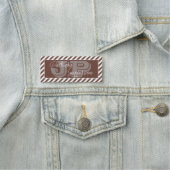 Porte-nom Chic Chocolat Brown blanc rayé Unique Monogramme (En situation)