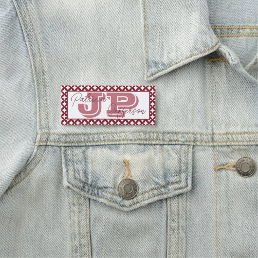 Porte-nom Chic Cinnabar Rouge foncé Mesh bordure Unique Mono (En situation)