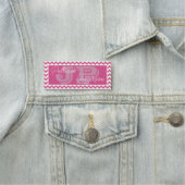 Porte-nom Chic Flambe Feminine rose Chevron Élégant Monogram (En situation)