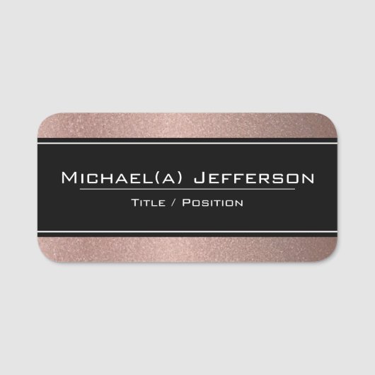 Porte-nom Chic Noir Moderne Sur Parties scintillant Luxueuse (Devant)