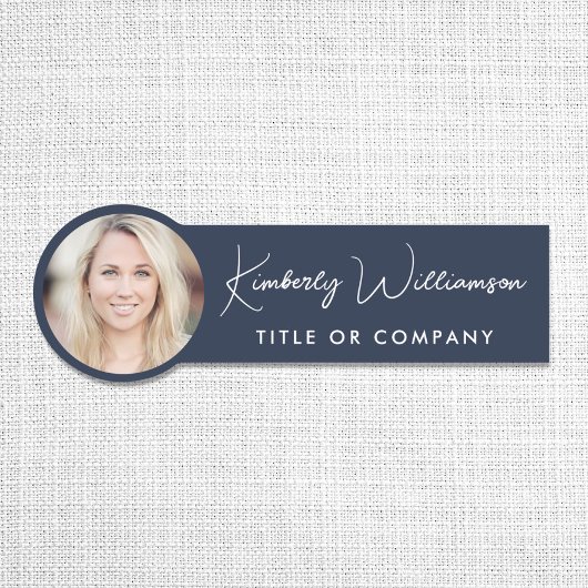 Porte-nom Chic Script Professional Blue Photo