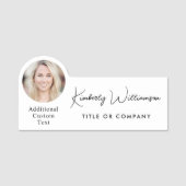 Porte-nom Chic Script Professional Photo (Devant)