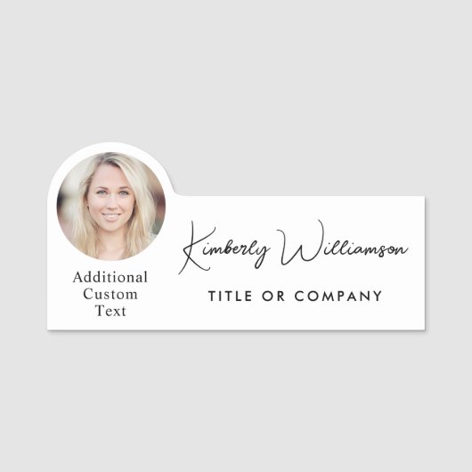 Porte-nom Chic Script Professional Photo (Devant)