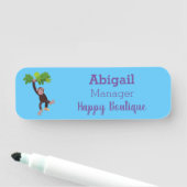 Porte-nom Chimpanzé mignon dans la jungle suspendu dessin an (En situation)